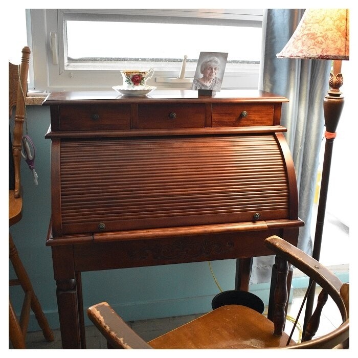 Middleborough Hand Carved Roll Top Secretary Desk
