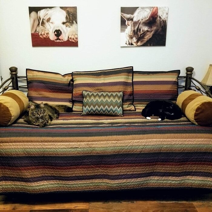 Mooresville Beige/Purple/Brown/Teal/Black Microfiber Reversible Eclectic 6 Piece Daybed Cover Set