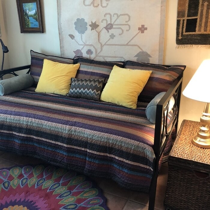 Mooresville Beige/Purple/Brown/Teal/Black Microfiber Reversible Eclectic 6 Piece Daybed Cover Set