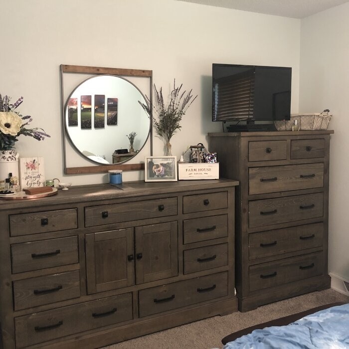Newtowne 9 Drawer 66'' W Combo Dresser with Mirror