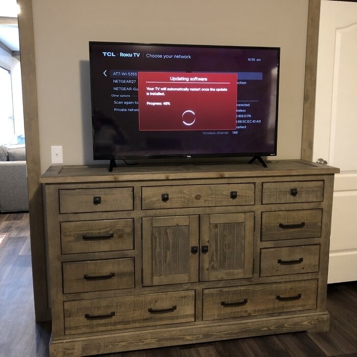 Newtowne 9 Drawer 66'' W Combo Dresser with Mirror