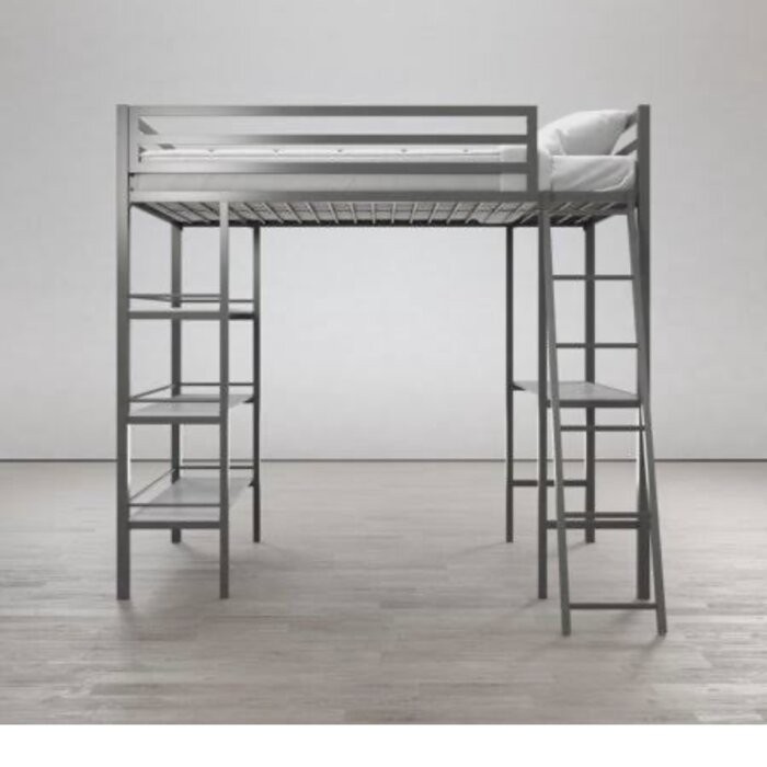 Nova Twin Metal Platform Loft Bed with Built-in-Desk by Little Seeds