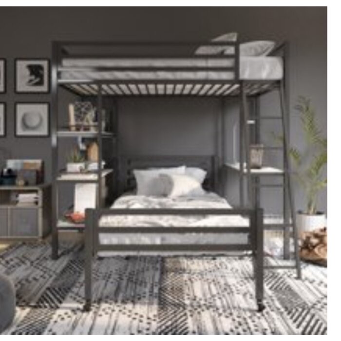 Nova Twin Metal Platform Loft Bed with Built-in-Desk by Little Seeds