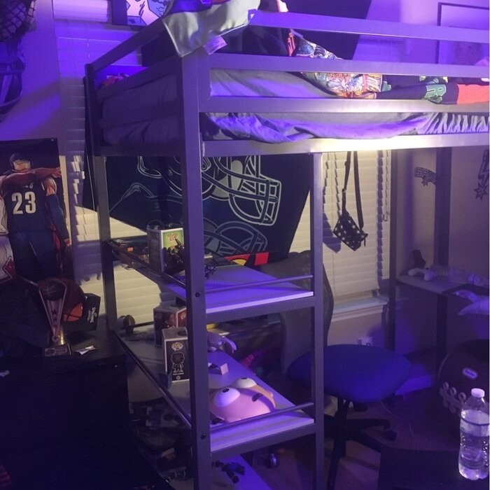 Nova Twin Metal Platform Loft Bed with Built-in-Desk by Little Seeds