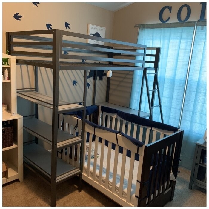 Nova Twin Metal Platform Loft Bed with Built-in-Desk by Little Seeds