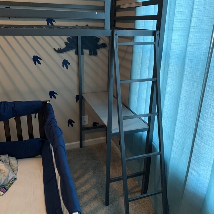 Nova Twin Metal Platform Loft Bed with Built-in-Desk by Little Seeds