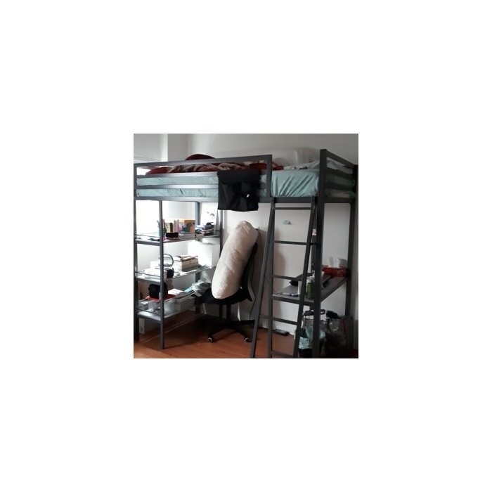 Nova Twin Metal Platform Loft Bed with Built-in-Desk by Little Seeds