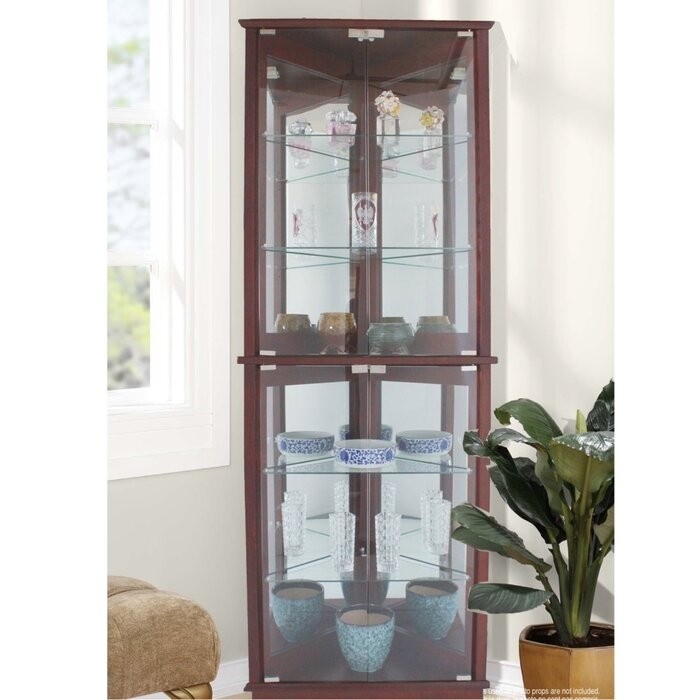 Olivian 26'' Wide Mirrored Back Curio Cabinet with Lighting