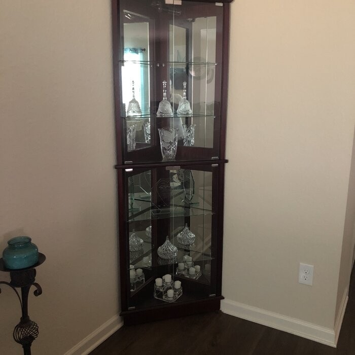 Olivian 26'' Wide Mirrored Back Curio Cabinet with Lighting