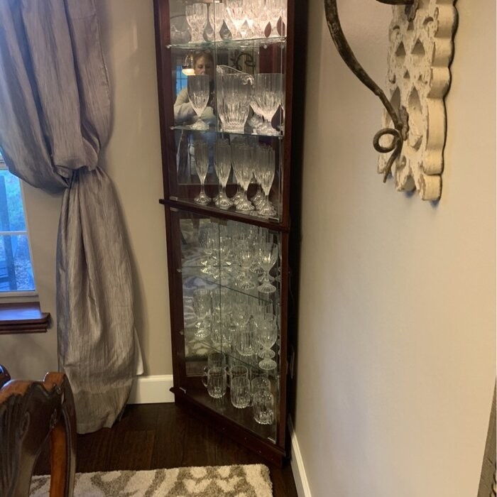 Olivian 26'' Wide Mirrored Back Curio Cabinet with Lighting