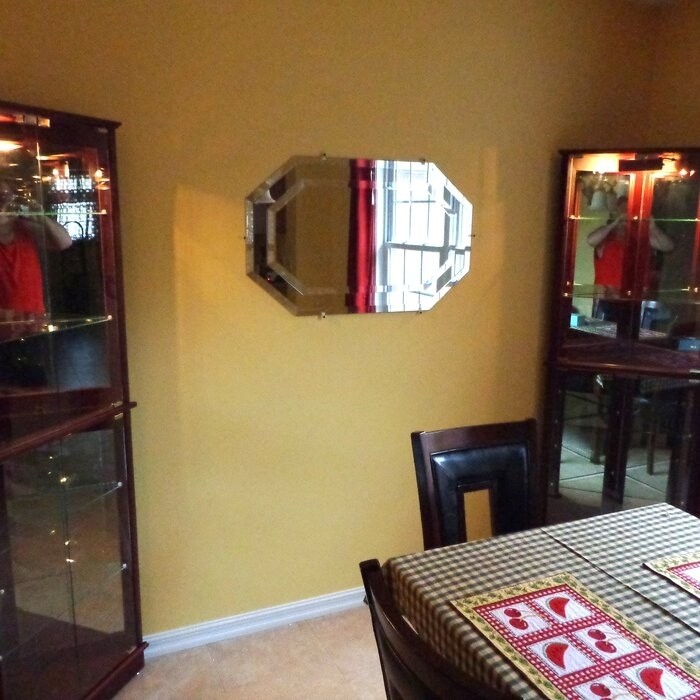 Olivian 26'' Wide Mirrored Back Curio Cabinet with Lighting