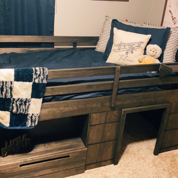 Purdy Hill Twin Solid Wood Loft Bed with Shelves by Harriet Bee