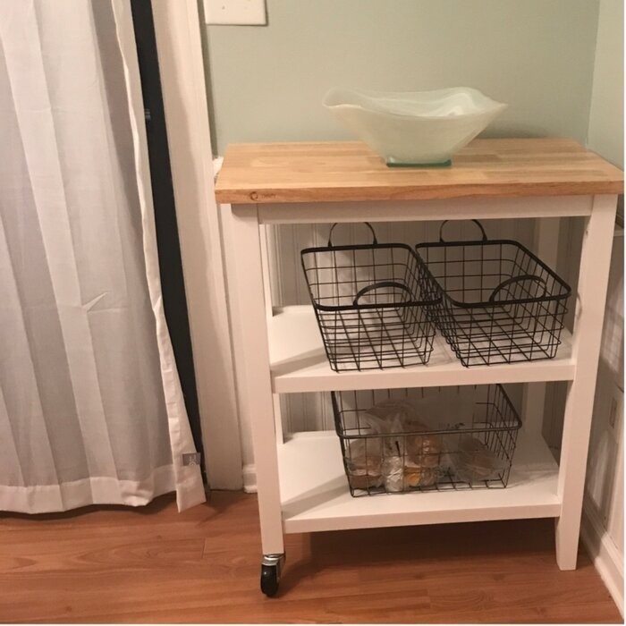 Raabe 32'' Wide Rolling Kitchen Cart with Solid Wood Top