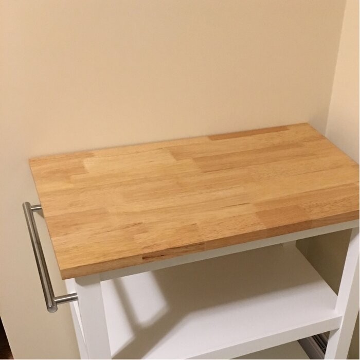 Raabe 32'' Wide Rolling Kitchen Cart with Solid Wood Top
