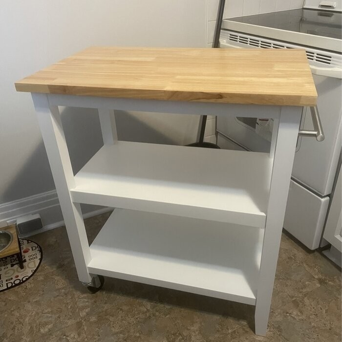 Raabe 32'' Wide Rolling Kitchen Cart with Solid Wood Top