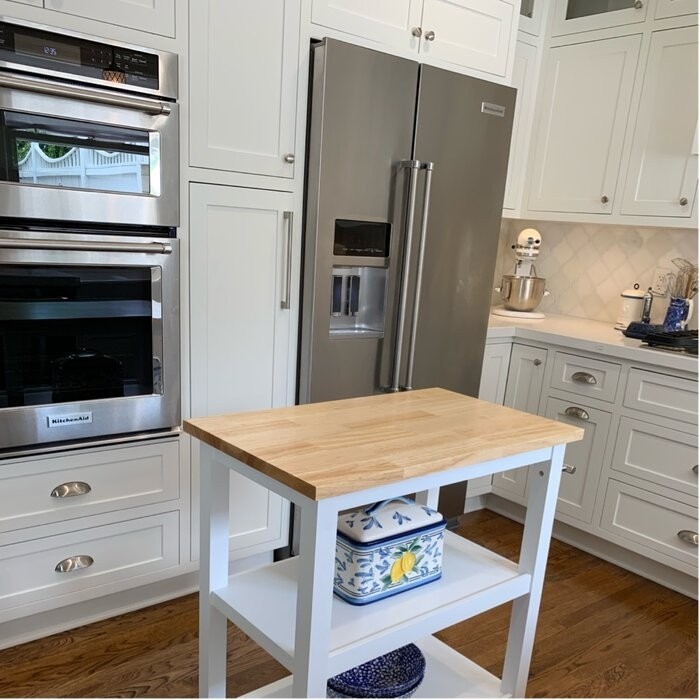 Raabe 32'' Wide Rolling Kitchen Cart with Solid Wood Top