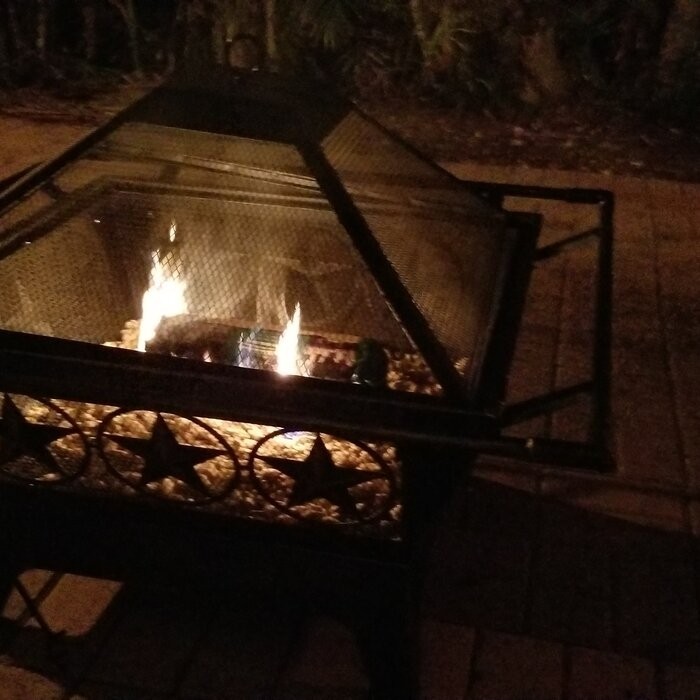Roswita 26'' H x 32'' W Steel Wood Burning Outdoor Fire Pit with Lid