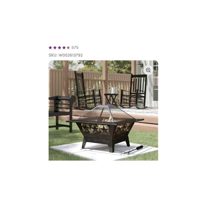 Roswita 26'' H x 32'' W Steel Wood Burning Outdoor Fire Pit with Lid