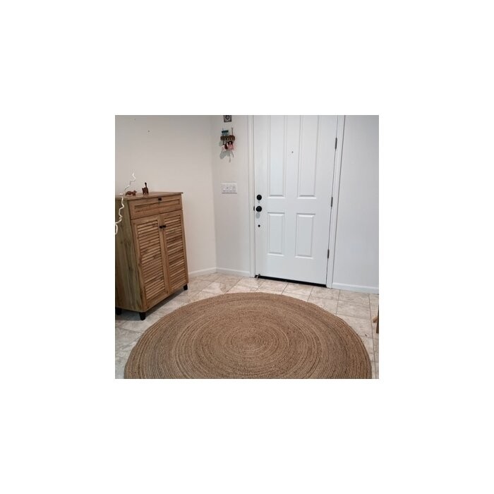 Round Frederick Braided Jute/Sisal Area Rug in Natural