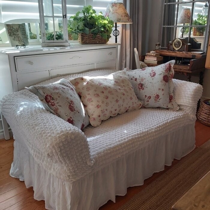Ruffle Skirt Country Box Cushion Sofa Slipcover