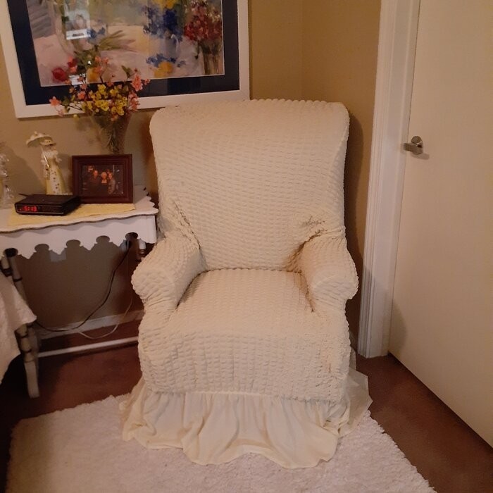 Ruffle Skirt Country Style T-Cushion Wingback Slipcover