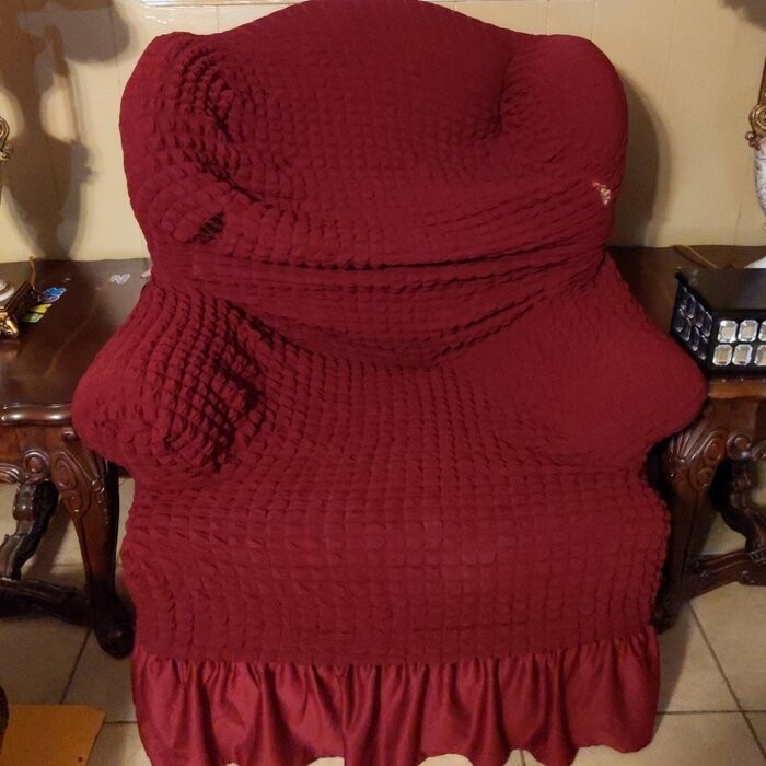Ruffle Skirt Country Style T-Cushion Wingback Slipcover
