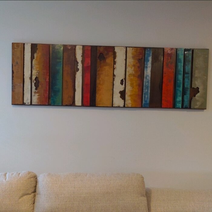 "Rustic Flow 1" Mixed Media Iron Hand Painted Dimensional Wall Décor