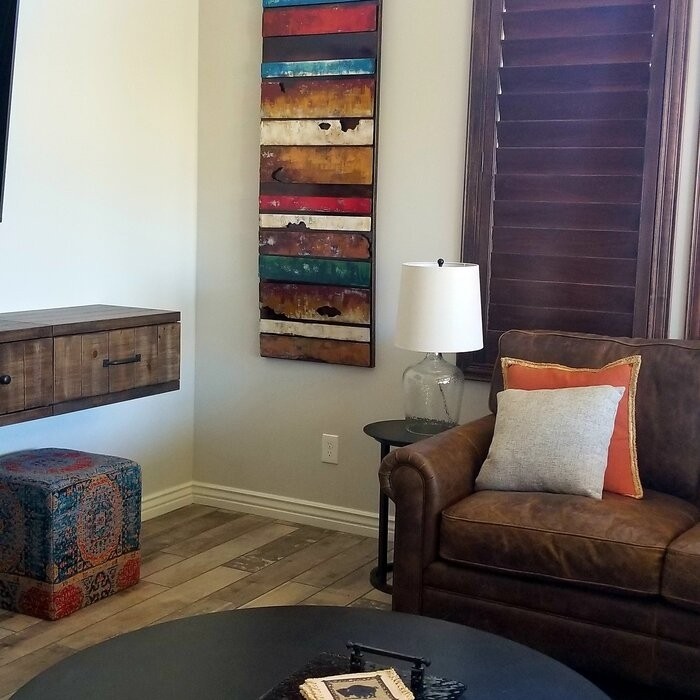 "Rustic Flow 1" Mixed Media Iron Hand Painted Dimensional Wall Décor