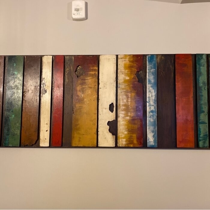 "Rustic Flow 1" Mixed Media Iron Hand Painted Dimensional Wall Décor