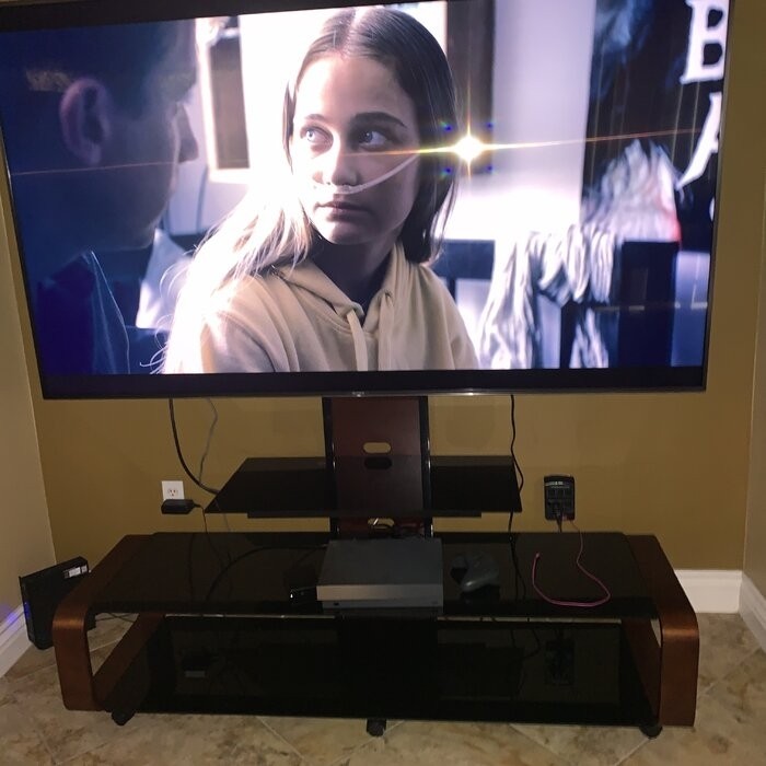Stemple Latitude Run® Fixed Multi Screen Floor Stand Mount for Greater Than 50" Screens with Shelving