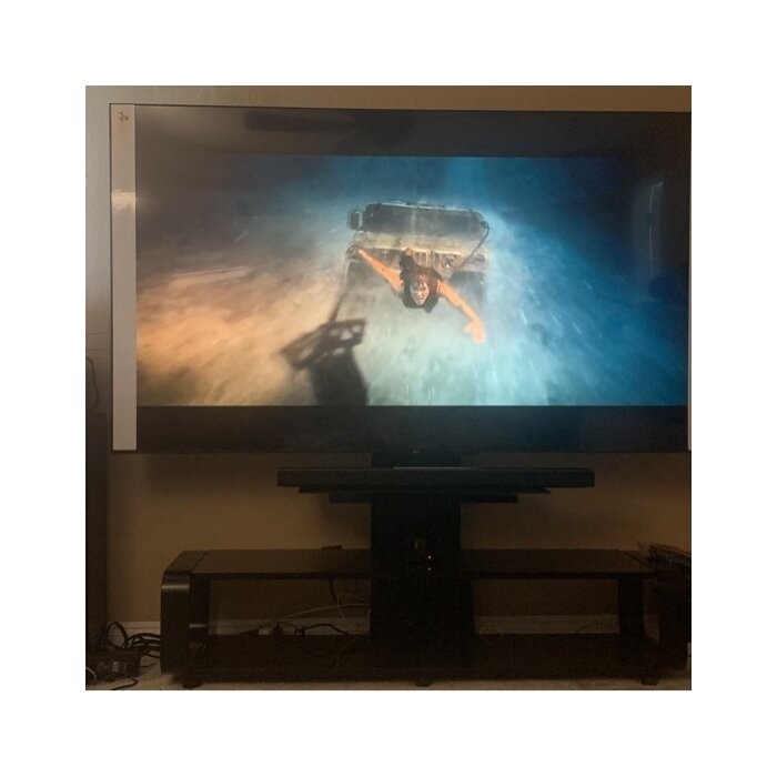Stemple Latitude Run® Fixed Multi Screen Floor Stand Mount for Greater Than 50" Screens with Shelving