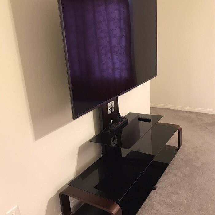 Stemple Latitude Run® Fixed Multi Screen Floor Stand Mount for Greater Than 50" Screens with Shelving