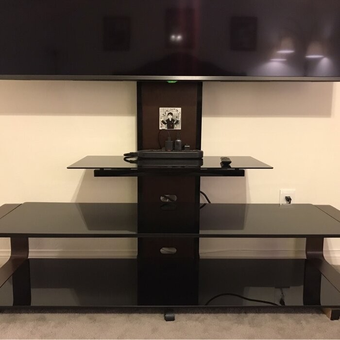 Stemple Latitude Run® Fixed Multi Screen Floor Stand Mount for Greater Than 50" Screens with Shelving