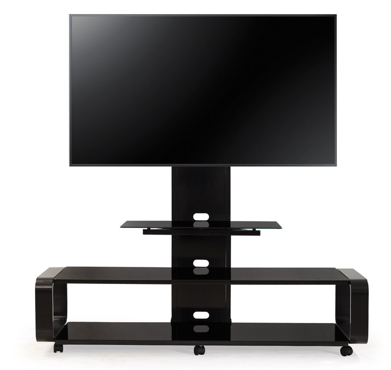 Stemple Latitude Run® Fixed Multi Screen Floor Stand Mount for Greater Than 50" Screens with Shelving
