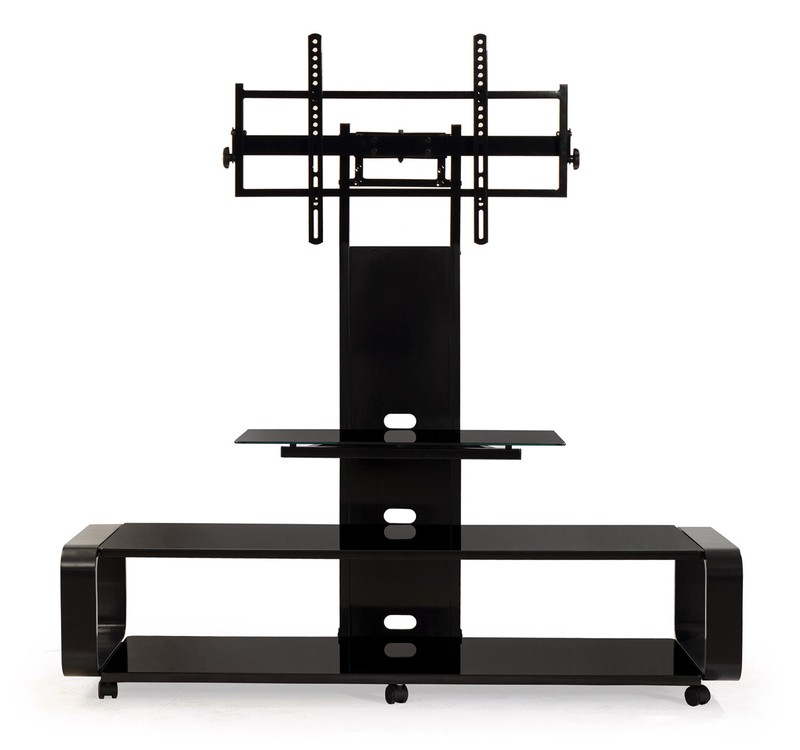 Stemple Latitude Run® Fixed Multi Screen Floor Stand Mount for Greater Than 50" Screens with Shelving