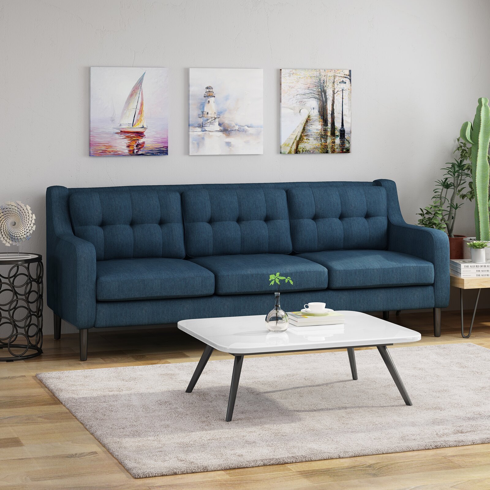 Streamlined Denim Sofa