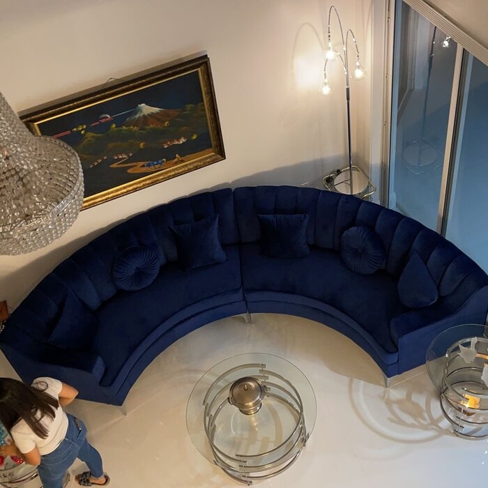 Strouse 141.34" Wide Velvet Symmetrical Modular Sectional