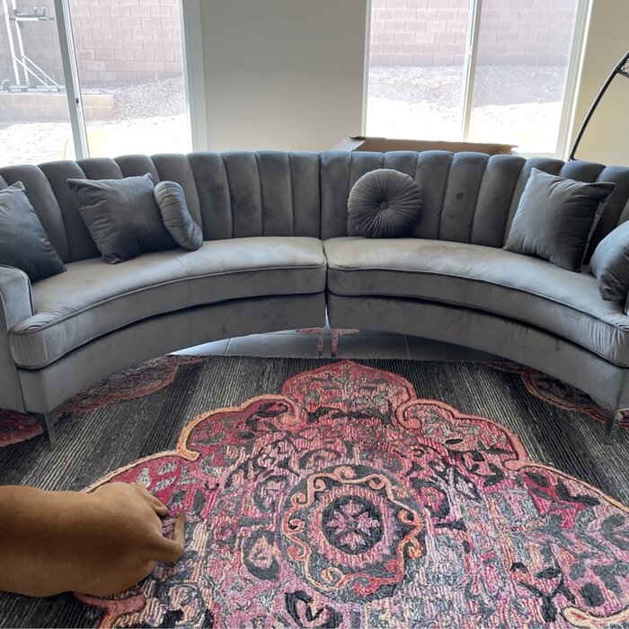 Strouse 141.34" Wide Velvet Symmetrical Modular Sectional