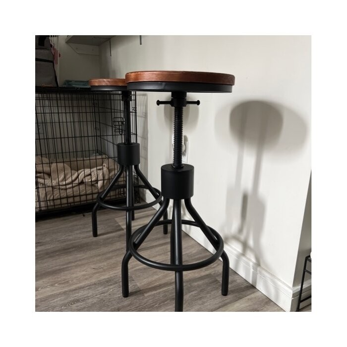 Swivel Solid Wood Adjustable Height Bar Stool