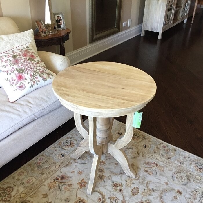 Taniya 28'' Tall Solid Wood Pedestal End Table