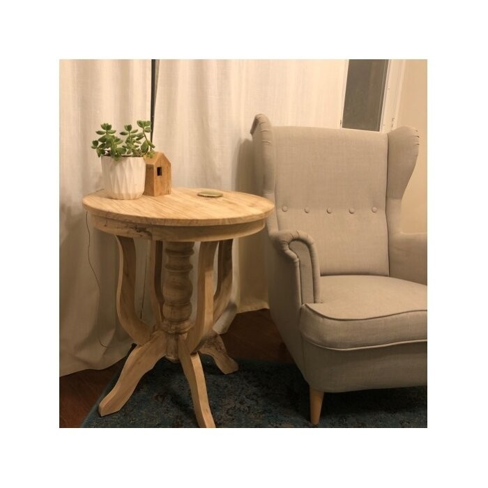 Taniya 28'' Tall Solid Wood Pedestal End Table