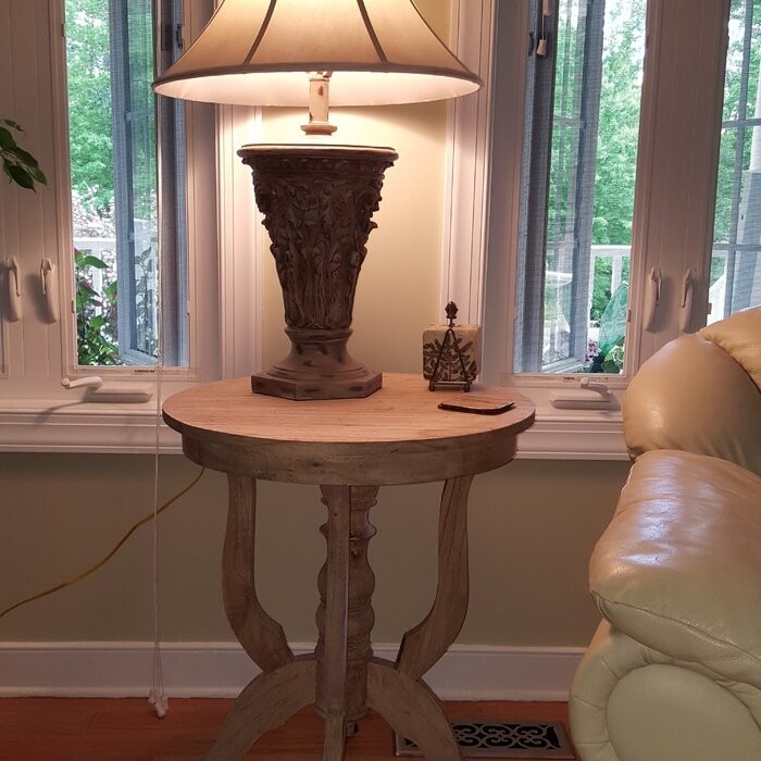 Taniya 28'' Tall Solid Wood Pedestal End Table