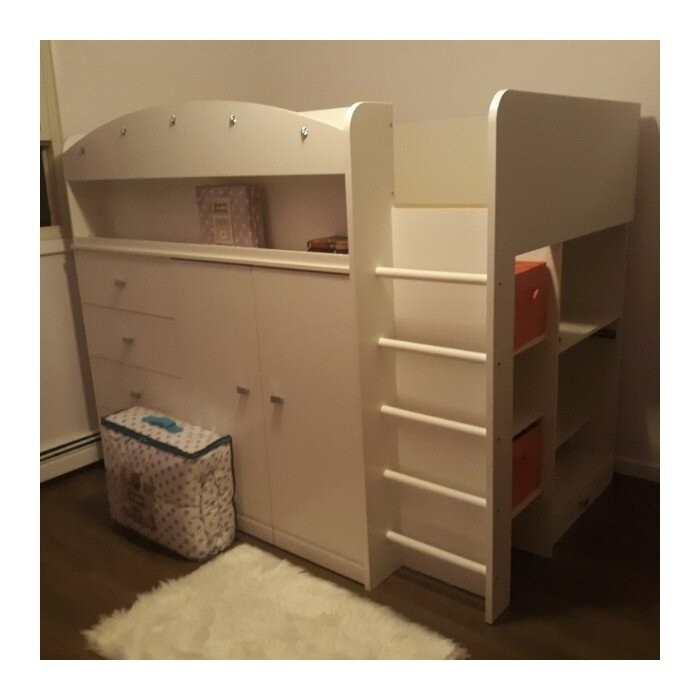 Tiara Twin 4 Drawer Loft Bed with Built-in-Desk by South Shore