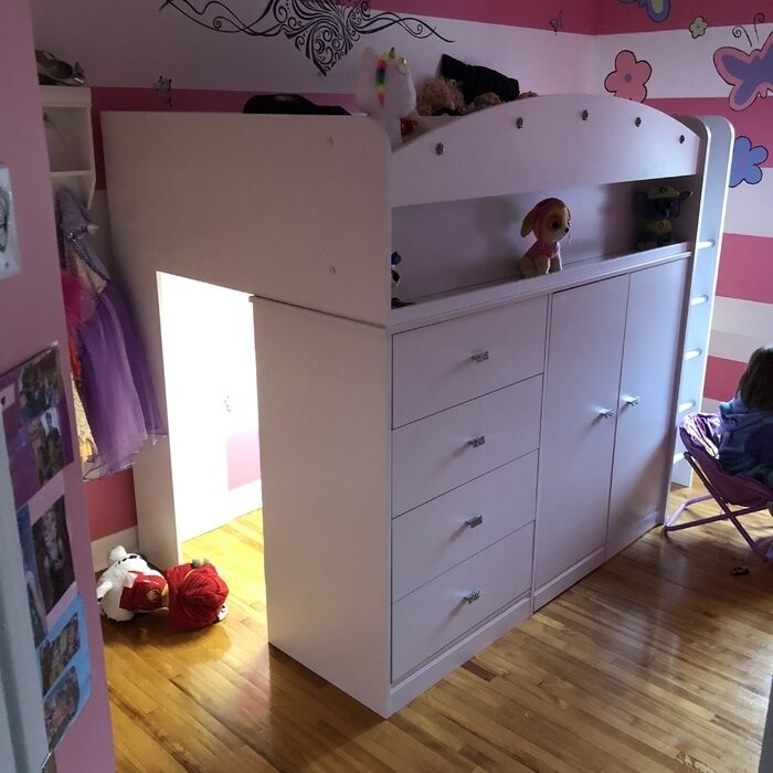 Tiara Twin 4 Drawer Loft Bed with Built-in-Desk by South Shore