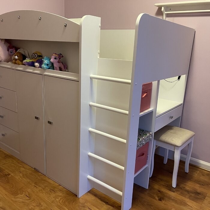 Tiara Twin 4 Drawer Loft Bed with Built-in-Desk by South Shore