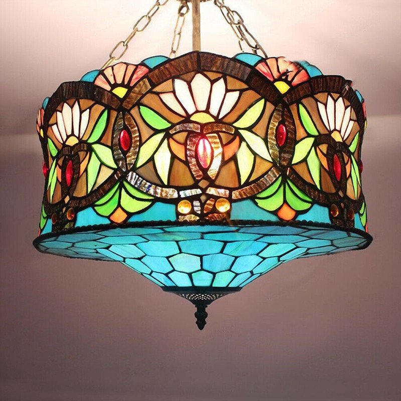 Tiffany Chandelier Stained Glass Crafts Mission Ceiling Light