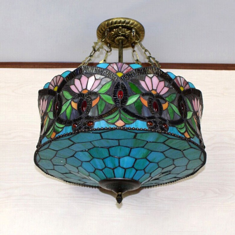 Tiffany Chandelier Stained Glass Crafts Mission Ceiling Light