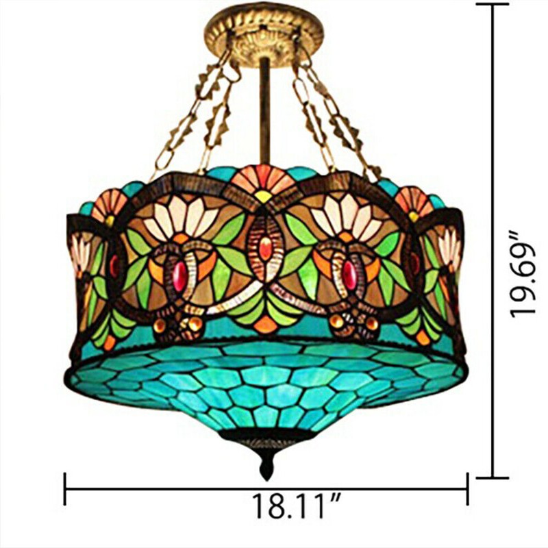Tiffany Chandelier Stained Glass Crafts Mission Ceiling Light