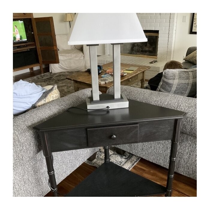 Twerton 28'' Tall Solid Wood 3 Legs End Table with Storage