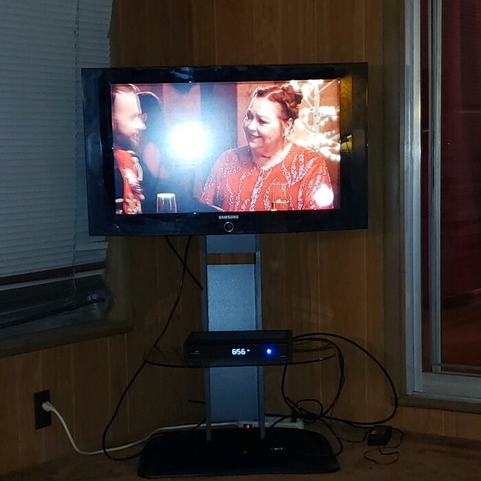 Umbria Ebern Designs Floor Stand Mount for Screens with Shelving, Holds up to 70 Lb. lbs